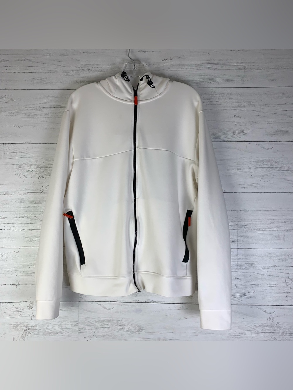Zara white full zip hoodie jacket womens size L